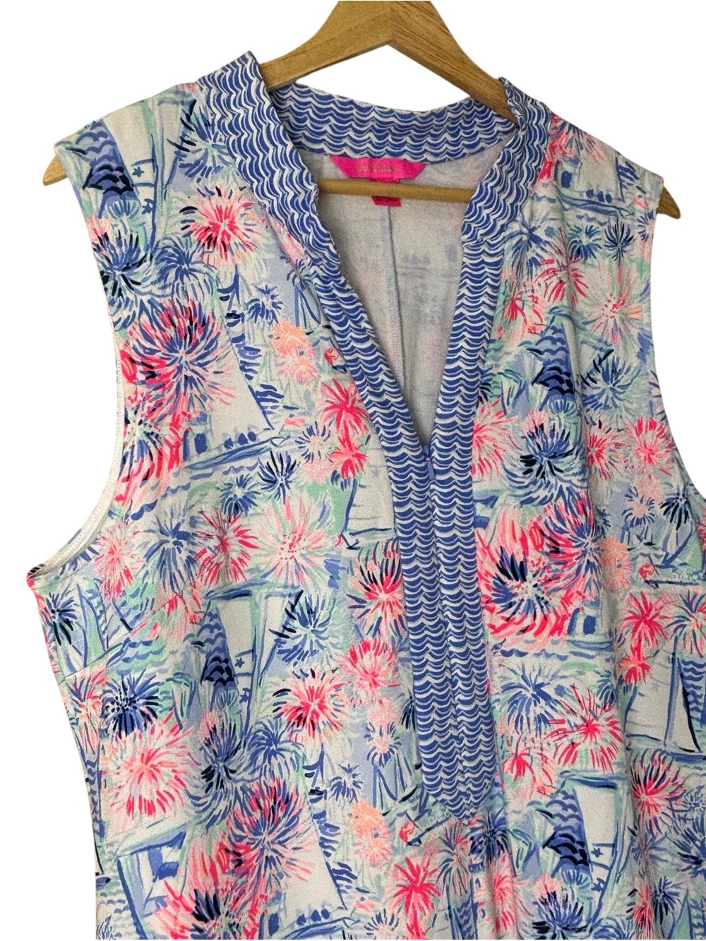NWOT Lilly Pulitzer Larsen Shift Dress in Sea to Shining Sea Print Size XL - Picture 4 of 12
